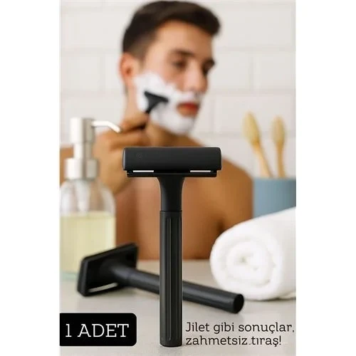 Şık Siyah Plastik Tıraş Aleti – Jilet Takılabilir, Ergonomik Saplı ürün görseli 1