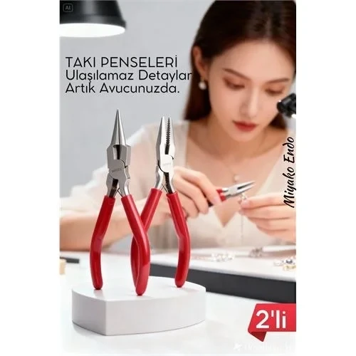 Profesyonel 2'Li Takı Pense Seti 12 Cm Takı Yapımı İçin Mini Pense Seti ürün görseli 1