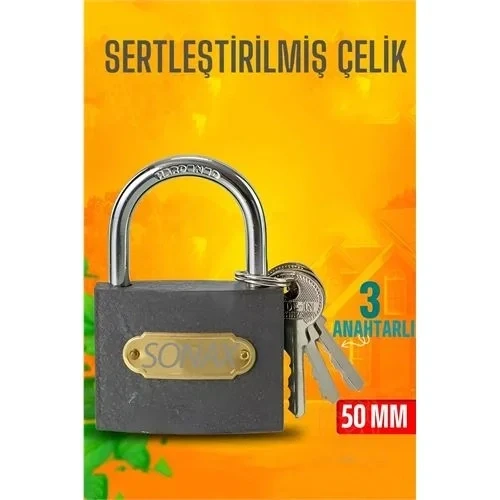 Çelik Asma Kilit 50 Mm 3 Anahtarlı 721039 ürün görseli 1