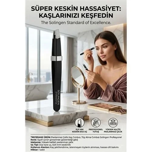 Cımbız Paslanmaz Çelik Kaş Alma Cımbızı Tüy Alma Cımbızı Solingen Professional 718476 ürün görseli 1