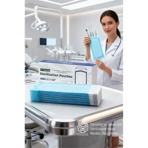 Sterilizasyon Poşeti 200 Adet - Otoklav Kendinden Yapışkanlı Poşet 9X26 Cm ürün görseli 1
