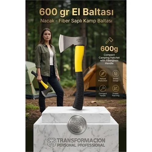 Fiber Saplı Kamp Baltası 600 Gr, Profesyonel Nacak, Kırılmaz Saplı Odun Kesme Yarma Baltası 723199 ürün görseli 1