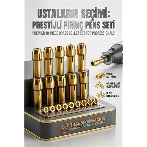 Henrik Brandt Serisi | 10'Lu Pirinç Hassas Pens Ucu Seti (0.5-3.2Mm) 723035 ürün görseli 1