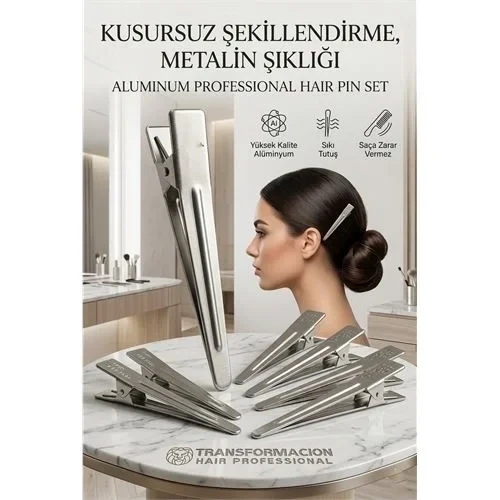 8'Li Profesyonel Alüminyum Saç Pensi Seti Metal Toka Saç Pensi 720577 ürün görseli 1