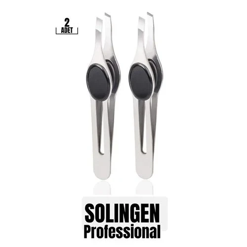 Profesyonel Kaş Cımbızı 2'Li Set Çelik Düz Uçlu Tüy Alma Cımbızı Solingen Professional 718965 ürün görseli 1