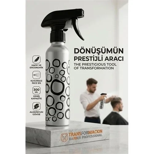 Alüminyum Metal Berber Kuaför Su Spreyi Şişesi Profesyonel Saç Fısfısı 300 Ml 723021 ürün görseli 1
