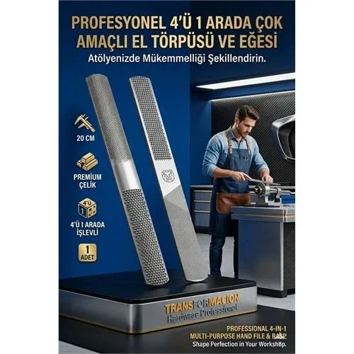 4'Ü 1 Arada Profesyonel El Törpüsü Eğe Seti - Ahşap Metal Raspası Düz Yarım Yuvarlak 723175 ürün görseli 1