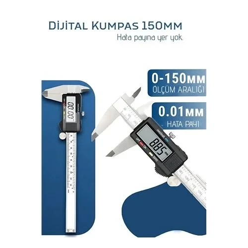 Profesyonel Dijital Kumpas 150Mm - Karbon Fiber Gövde, Hassas Lcd Ekran, İnç/Metrik Ölçüm 722567 ürün görseli 1