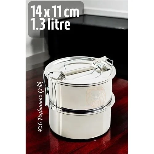 Sefer Tası Yemek Kabı Paslanmaz Çelik 2 Katlı 14 Cm 1.3 Litre 721365 ürün görseli 1