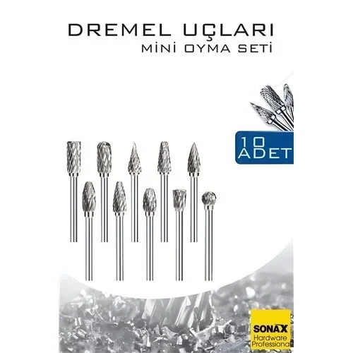 Dremel Uyumlu Mini Oyma Gravür Uç Seti – 10'Lu Tungsten Karbür, Ahşap/Metal/Plastik İçin 722462 ürün görseli 1