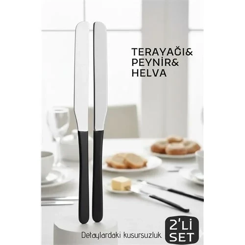 Lüks Seri 2'Li Tereyağı Peynir Bıçağı Seti - Paslanmaz Çelik & Ergonomik Silikon Saplı 16 Cm 719999 ürün görseli 1
