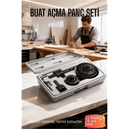 11 Parça Profesyonel Panç Buat Açma Seti - Ahşap Alçıpan Delme Testere Seti (19-64 Mm) 722608 ürün görseli 1