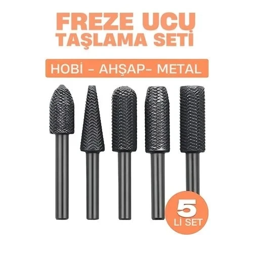 Freze Ucu Taşlama Seti Profesyonel Çelik Rotary Burr Seti 5'Li Metal İşleme Uçları 722468 ürün görseli 1