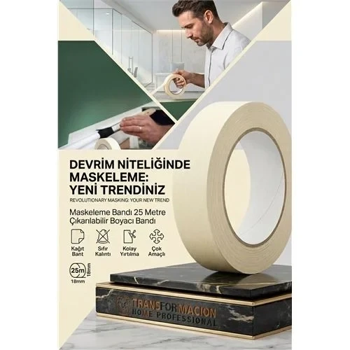 Maskeleme Bandı 25 Metre Çıkarılabilir Boyacı Bandı 720781 ürün görseli 1