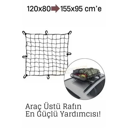 Elastik Bagaj Filesi 120X80 Cm – 155X95 Cm’E Kadar Genişler | Araç Üstü, Kamp Seyahat İçin ürün görseli 1