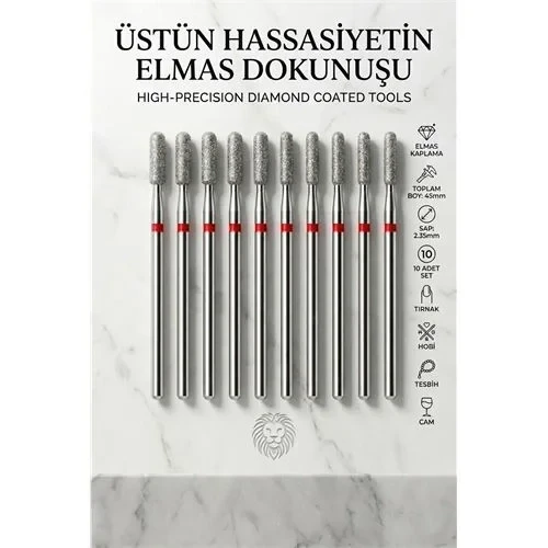 10'Lu Elmas Freze Ucu Seti - Protez Tırnak Kalıcı Oje Manikür Hobi Tesbih 882/031R 723099 ürün görseli 1