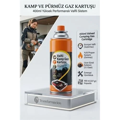 Valfli Kamp Gazı Kartuşu 400 Ml - Portatif Ocak & Pürmüz Tüpü 723212 ürün görseli 1