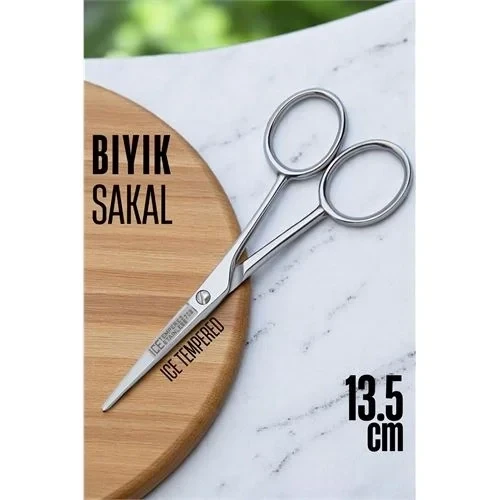 Ice Tempered Kobalt Çelik 702 Bıyık Makası - Bıyık Sakal Düzeltme Makası Kuaför Makası 13.5 Cm ürün görseli 1