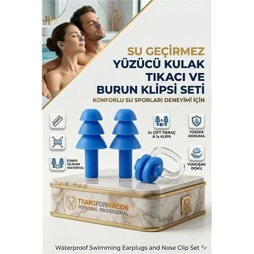 Profesyonel Havuz Yüzücü Seti: 2'Li Su Geçirmez Silikon Kulak Tıkacı Burun Klipsi 723169 ürün görseli 1