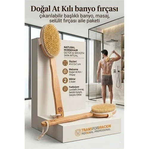 Uzun Saplı Doğal At Kılı Selülit Karşıtı Vücut Fırçası Peeling Masaj Aleti Selülit Fırçası 723198 ürün görseli 1