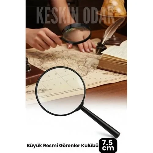 7.5 Cm Optik Lensli El Tipi Büyüteç | Profesyonel Okuma, Hobi, Koleksiyon Merceği ürün görseli 1