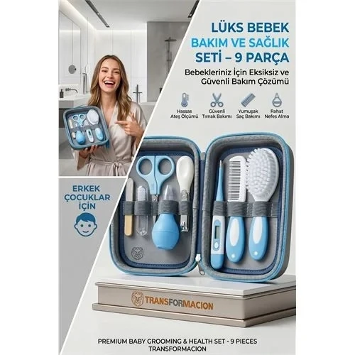 9 Parça Bebek Bakım Seti, Yenidoğan Hediye Kiti (Tırnak Makası Ateş Ölçer) 723162 ürün görseli 1