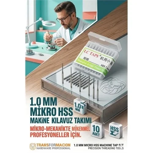Süper İnce 1 Mm Hss Hassas Makine Kılavuz Ucu Seti - 10 Adet (Saatçi Mikro Mekanik) 723192 ürün görseli 1