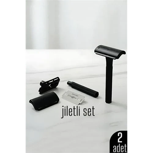 2'Li Şık Siyah Plastik Tıraş Aleti – Manuel Tıraş Bıçağı , Jiletli Ergonomik Saplı ürün görseli 1