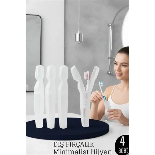 4 Lü Kapaklı Fırçası Kutusu Kapaklı Fırçalık – Hijyenik Şık Banyo Düzeni 719735 ürün görseli 1