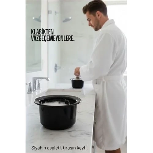 Profesyonel Siyah Tıraş Tası - Berber Tipi Ergonomik Sabun Köpürtme Kabı - 715737 ürün görseli 1