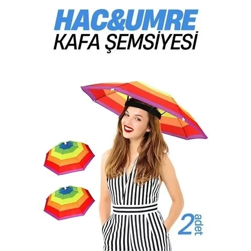 Hac Umre Kafa Şemsiyesi Güneş Koruma Şemsiyesi 2 Adet 716266 ürün görseli 1