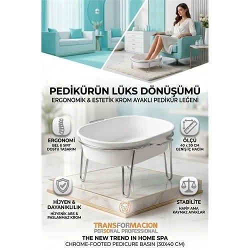 Profesyonel Krom Ayaklı Pedikür Leğeni - Evde Spa Konforu Ayak Bakım Küveti 719415 ürün görseli 1