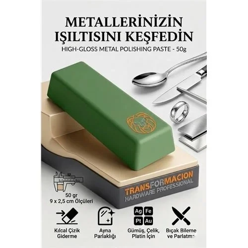 Yeşil Cila 50Gr Çelik, Platin, Beyaz Altın, Titanyum Krom Ayna Parlaklığı Parlaklık Macunu 723043 ürün görseli 1