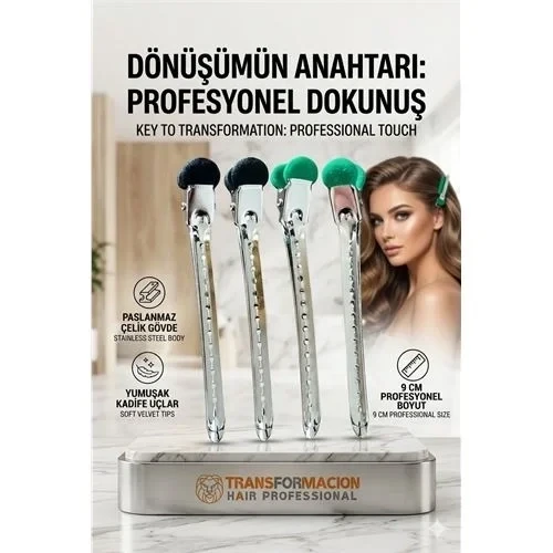 Kadife Uçlu, Paslanmaz Çelik Profesyonel Saç Ayırma Pens Toka 723022 ürün görseli 1