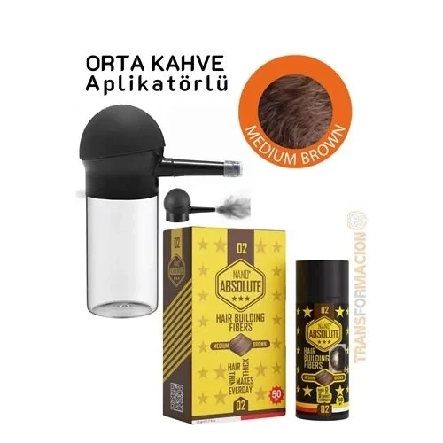 Aplikatörlü Saç Dolgunlaştırıcı Fiber Topik Toz Orta Ton Kahverengi 721500 ürün görseli 1