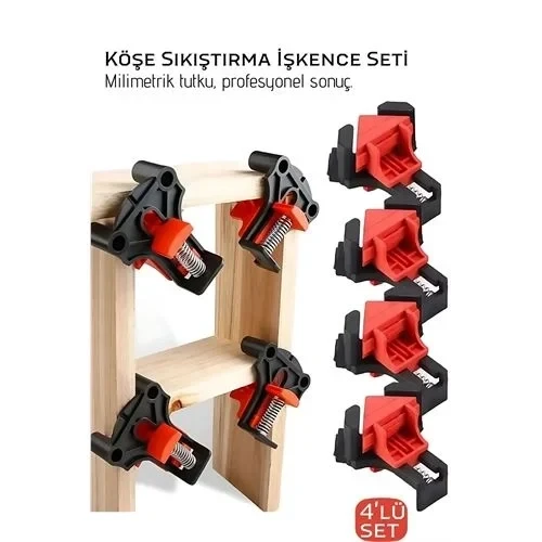 90 Derece Köşe Sıkıştırma İşkence Seti 4'Lü - Köşe Tutucu Köşe Birleştirici ürün görseli 1