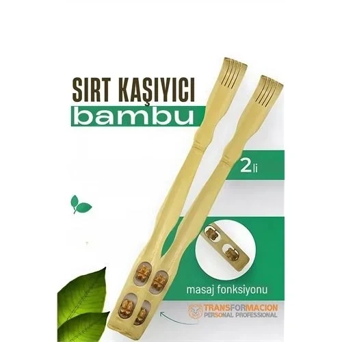 Masajlı Sırt Kaşıma Aparatı - Bambu Sırt Kaşıyıcı 2 Li Set ürün görseli 1