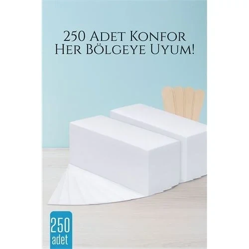 250’Li Ağda Bezi Seti + Spatula | Her Bölgeye Uyumlu | Evde Pratik Tüy Alma İçin 715914 ürün görseli 1