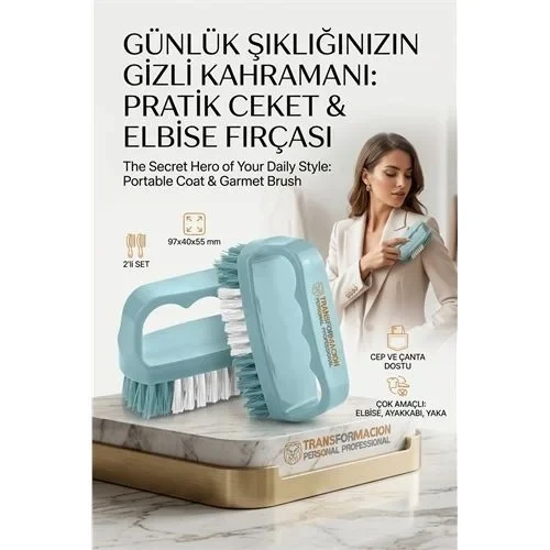 2'Li Mini Toz Fırçası Seti - Elbise, Ayakkabı, Yaka İçin Pratik Çanta Boy Fırça 723098 ürün görseli 1
