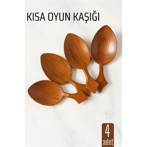 Kısa Oyun Kaşığı Halk Oyunu Kaşığı - Kına Kaşığı Kısa Saplı Zeybek Oyun Kaşığı 4 Adet ürün görseli 1