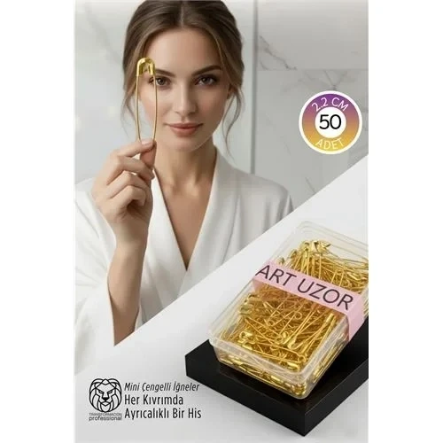 Gold Mini Çengelli İğne Seti 50 Adet - 2.2 Cm Paslanmaz Metal Tasarım, Hobi Terzi Aksesuarı ürün görseli 1