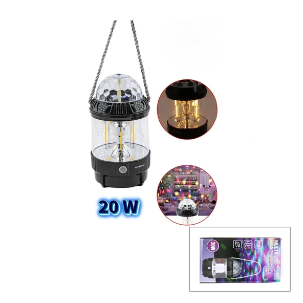 3In1 Dönebi̇len Di̇sko Renkli̇ - Fanus Fener Pi̇lli̇ - 20W Hw-978B (5047) ürün görseli 1