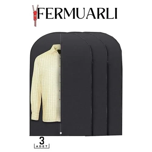 3'Lü Set Gamboç Elbise Kılıfı, Fermuarlı Takım Elbise Saklama Kılıfı, Siyah, Nefes Alabilen Tela, 63X100 Cm 718363 718363 ürün görseli 1