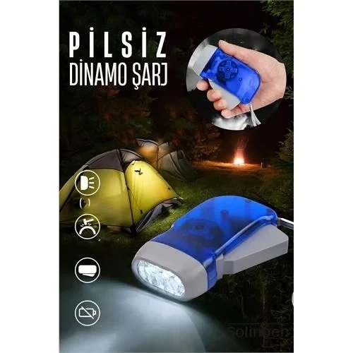 Kendinden Dinamo Şarjlı Pilsiz Acil Durum El Feneri Manuel Şarjlı El Feneri 721624 ürün görseli 1