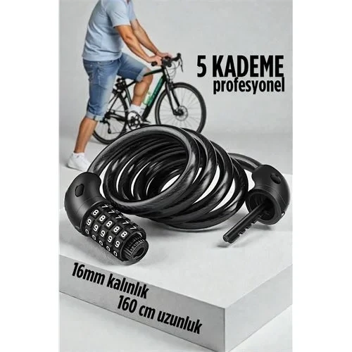 Şifreli Bisiklet Kilidi 16 Mm Kalınlık 160 Cm Scooter Motosiklet Kilidi - Çelik Kablo 722480 ürün görseli 1