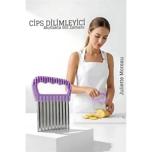 Şekilli Pratik Cips Dilimleyici Paslanmaz Çelik – 9X13 Cm 722424 ürün görseli 1