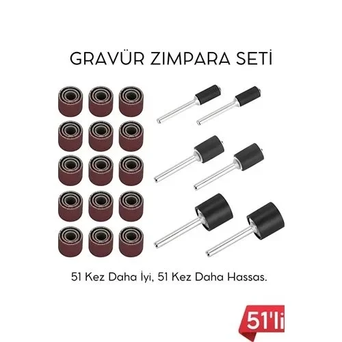 51'Li Mini Zımpara Gravür Seti Dremel Ucu: Profesyonel Taşlama, Parlatma Şekillendirme Aleti 722510 ürün görseli 1