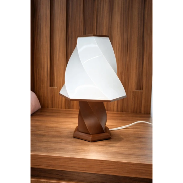 Modern Dekoratif Abajur | LED Ampul Masa Lambası | Geometrik Tasarım ürün görseli 1