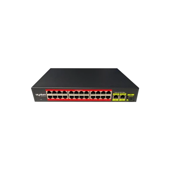 Uranium POE-2421SFP-300W 24 Port 10/100+2X Gıgabıt Uplınk +1xsfp Rackmount Swıtch (Realtek Chıpset) ürün görseli 1