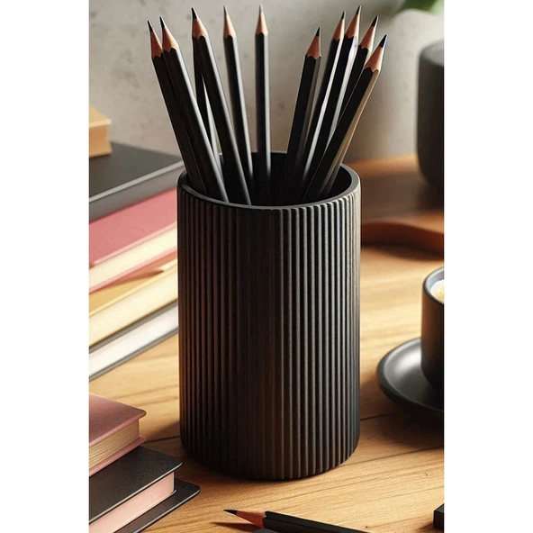 Modern Ribbed Kalemlik – Minimalist Çizgili Masaüstü Kalem Organizer ürün görseli 1